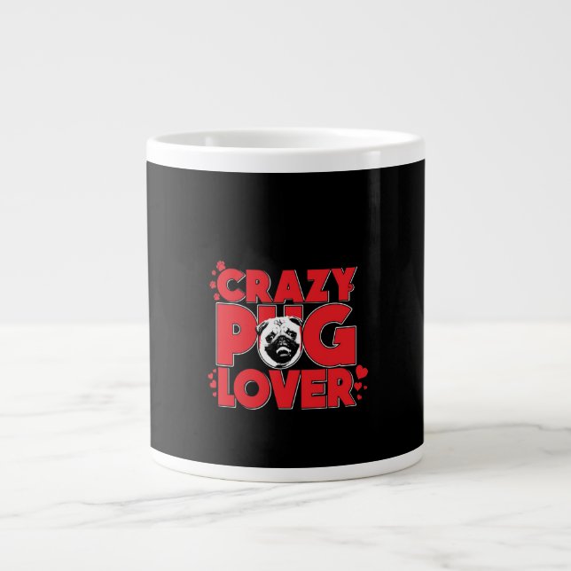 Crazy Pug Älskare Pug Owner Gift Jumbo Mugg (Framsidan)