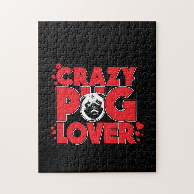 Crazy Pug Älskare Pug Owner Gift Pussel (Vertikal)