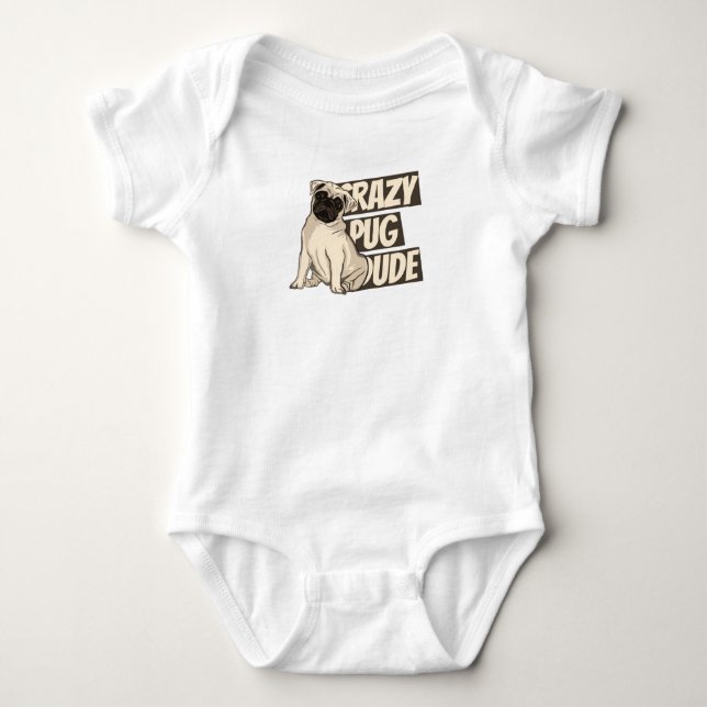 Crazy Pug Boy T Shirt (Framsida)