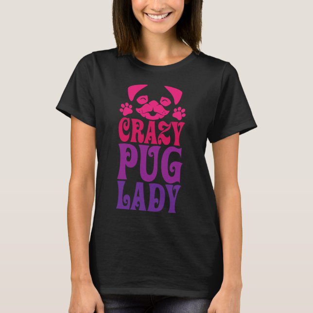 Crazy Pug Dam Rosa Classic T-Shirt 287 (Framsida)