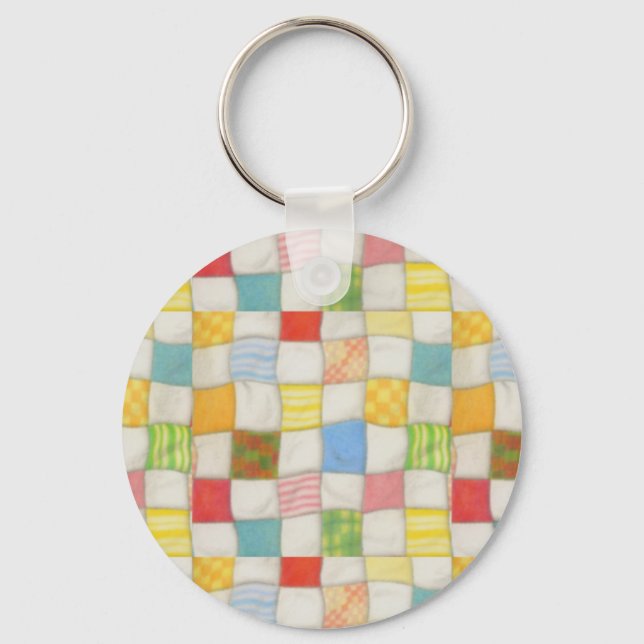 CRAZY QUILT Aluminium Cirkel Nyckelring (Framsida)