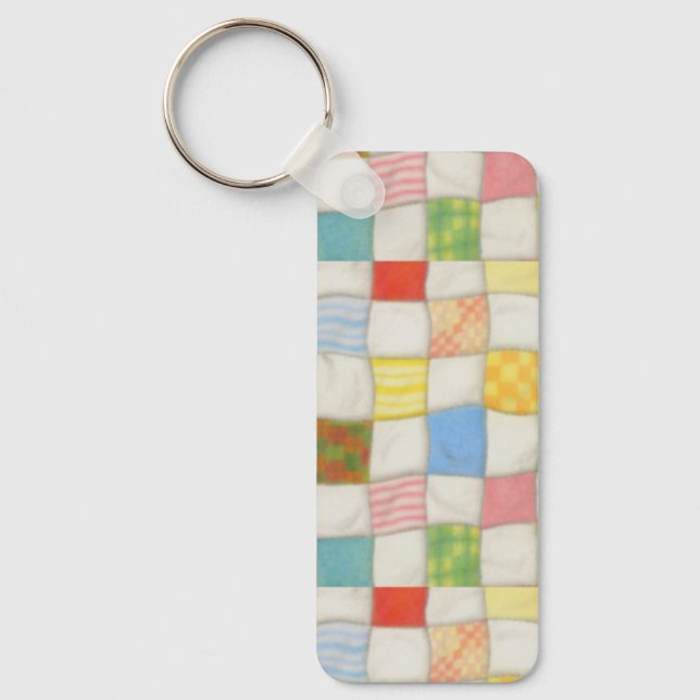 CRAZY QUILT Aluminium Rectangture Keychain Nyckelring (Framsida)