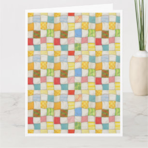 CRAZY QUILT Big Birday Card / White Kort