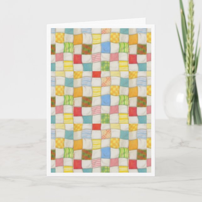 CRAZY QUILT Birthday Card / White Kort (Framsida)