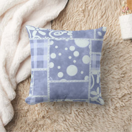 Crazy Quilt Blue Gingham Floral Personalized  Kudde