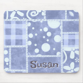 Crazy Quilt Blue Gingham Floral Personalized  Musmatta