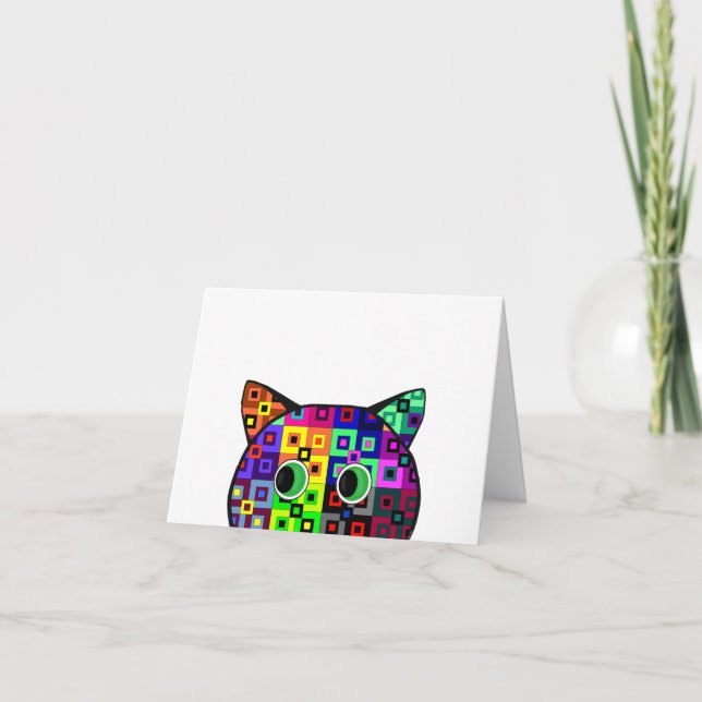 Crazy Quilt Cat Helgkort (Framsida)