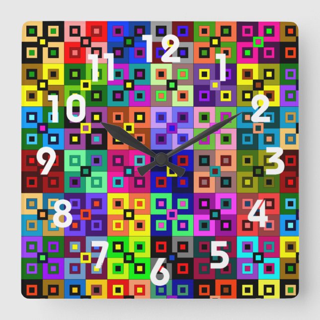 Crazy Quilt Clock Fyrkantig Klocka (Framsida)