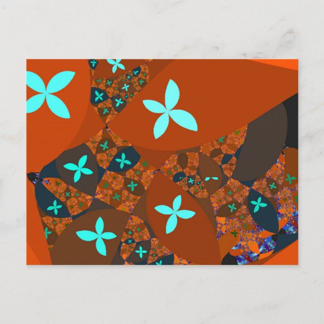 Crazy Quilt - FRAKTAL ABSTRAKT DESIGN Inbjudan Vykort (Framsida)