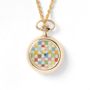 CRAZY QUILT Guld Necklace Watch Armbandsur