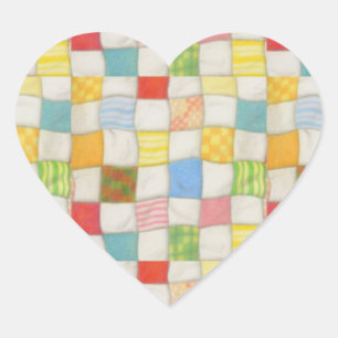 CRAZY QUILT Heart Stickers Hjärtformat Klistermärke