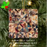 Crazy Quilt-korrigering för färgstark Vintage Julgransprydnad Keramik<br><div class="desc">Denna slående keramiska dekoration i träd präglar utformningen av ett vackert lappverk av Victorianska vänskaper, ett galet filt som tillverkades i slutet av 1800-talet. Njut av de krångliga och färgstarka detaljerna i det ursprungliga vintagen, inklusive blommor, fåglar, löv, fjäril, frakt, måne och stjärna, samt förreglande ringar. I flera ton dammig...</div>
