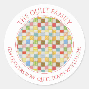 CRAZY QUILT Large Round Adress kuvert Seals Runt Klistermärke