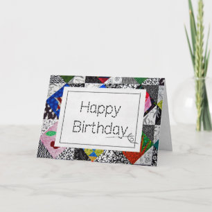 Crazy Quilt med Nål Birthday Kort
