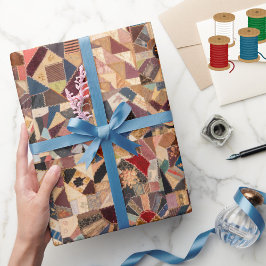 Crazy Quilt Mönster, färgad Vintage Patchwork Presentpapper