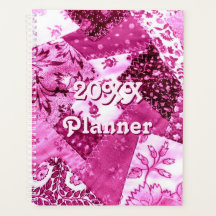 Crazy Quilt Mönster Rosa White Blommigt