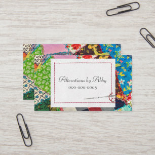 Crazy Quilt och Nål Alterations Visitkort