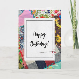 Crazy Quilt och Nål Birthday Kort