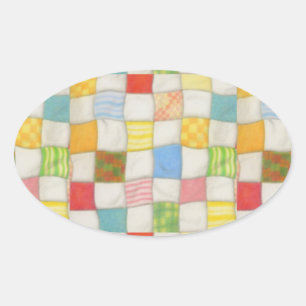 CRAZY QUILT Oval Stickers Ovalt Klistermärke