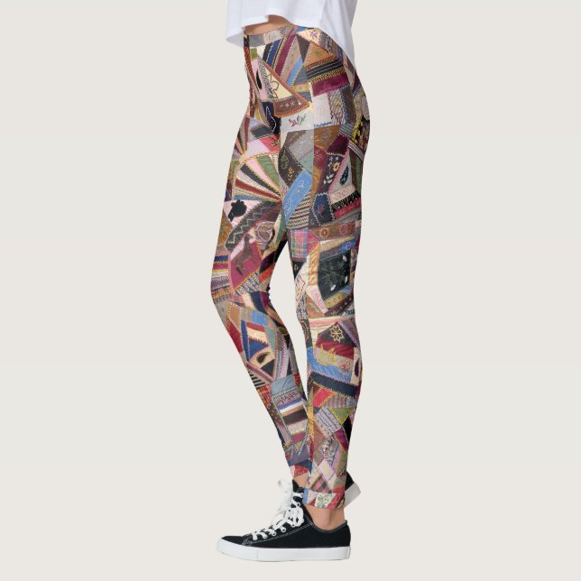 Crazy Quilt Patchwork-look Leggings (Vänster)