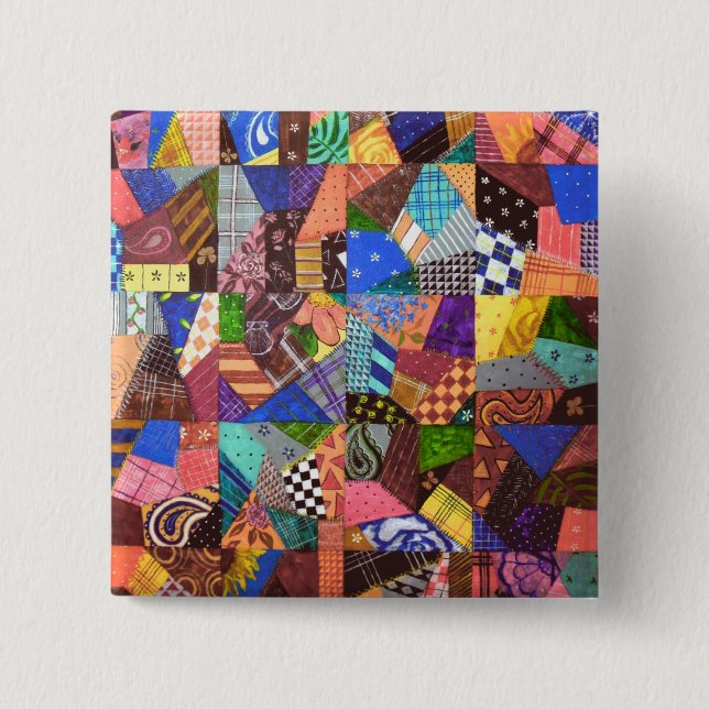 Crazy Quilt Patchwork Quilt Abstrakt Art Geometric Knapp (Framsida)