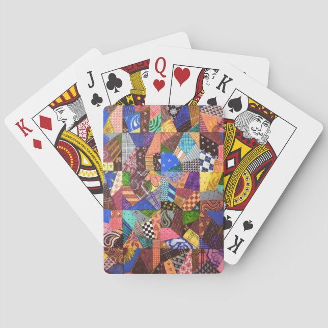 Crazy Quilt Patchwork Quilt Abstrakt Art Geometric Kortlek (Baksidan)