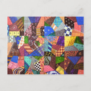 Crazy Quilt Patchwork Quilt Abstrakt Art Geometric Vykort