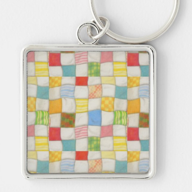 CRAZY QUILT Premium Fyrkantig Nyckelring (Framsidan)