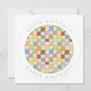 CRAZY QUILT Square Flat Birthday Card Julkort