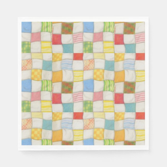 CRAZY QUILT Standard Luncheon Pappra Napkins Pappersservett (Framsidan)