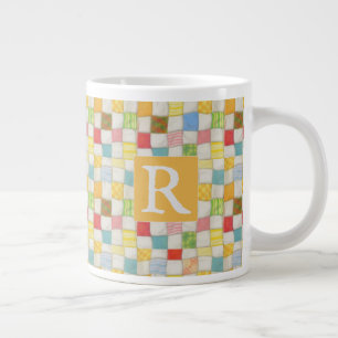 CRAZY QUILT Stor Mugg + Text / Guld Jumbo Mugg