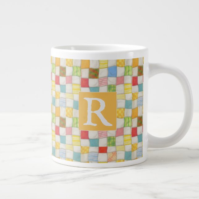 CRAZY QUILT Stor Mugg + Text / Guld Jumbo Mugg (Höger)