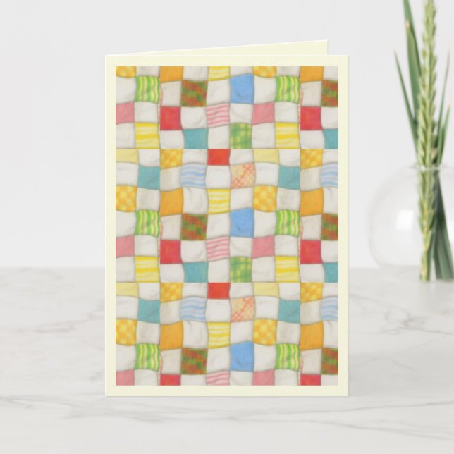 CRAZY QUILT Tacksamhetskort / Krämfärgad Tack Kort (Framsida)