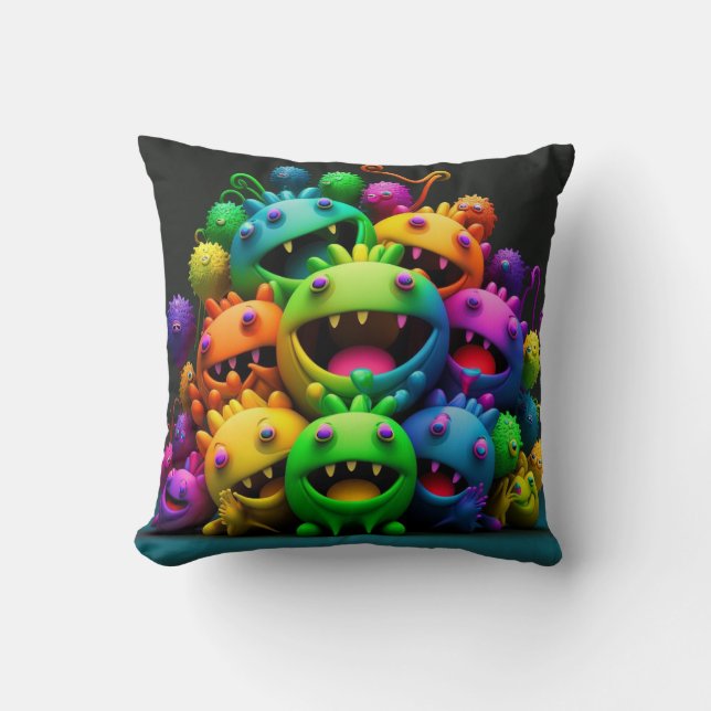 Crazy Rainbow Creatures 2 Sided Dekorativ kudde (Framsida)