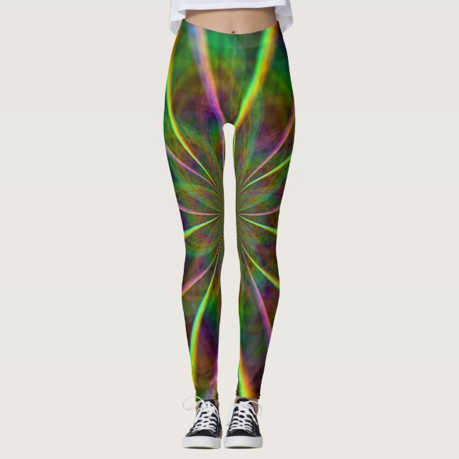 Crazy Rainbow Flower Leggings (Framsida)