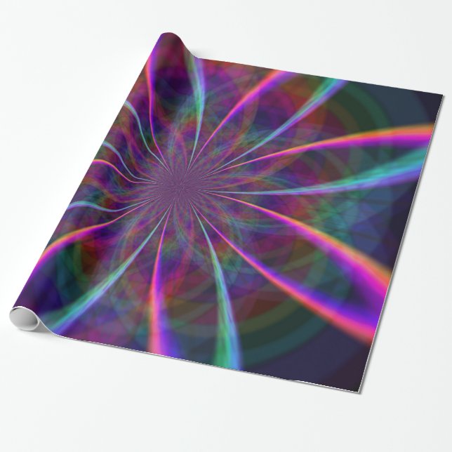Crazy Rainbow Flower Two Presentpapper (Utrullad)
