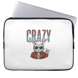 Crazy Rappa Cat Vintage Gravyr T-Shirt Design_1 Laptop Fodral