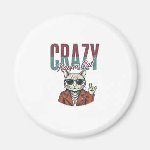 Crazy Rappa Cat Vintage Gravyr T-Shirt Design_1 Magnet