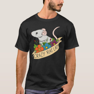 Crazy Råtta Dam Design med Flowers Pet Rodent T Shirt