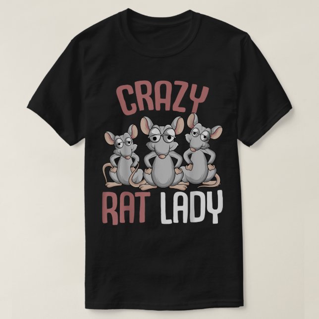 Crazy Råtta Dam Women Girls Råtta Älskare  T Shirt (Design framsida)