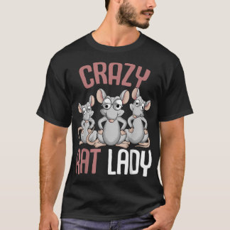 Crazy Råtta Dam Women Girls Råtta Älskare  T Shirt