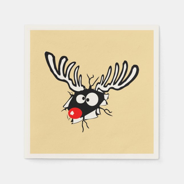 Crazy Red Nposed Reindeer Pappersservett (Framsidan)