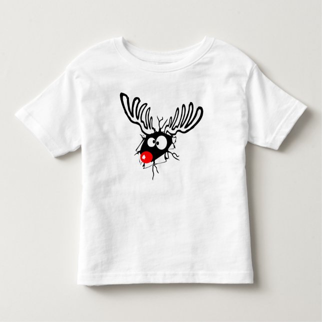 Crazy Red Nposed Reindeer T Shirt (Framsida)