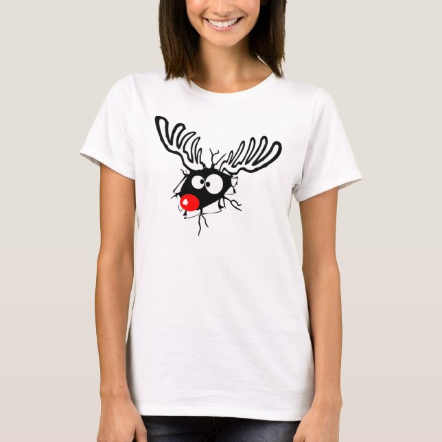 Crazy Red Nposed Reindeer Tee (Framsida)