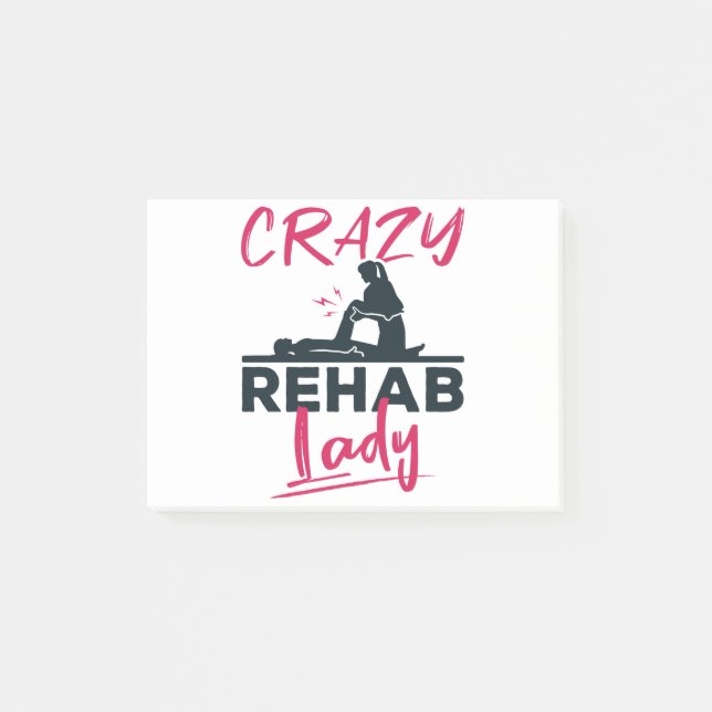 Crazy Rehab Dam Physical Therapy Therapist Post-it Block (Framsida)