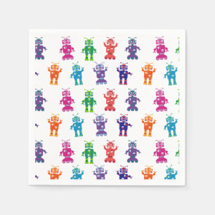 Crazy Robot Mönster Theme Födelsedagsfest Pappersservett