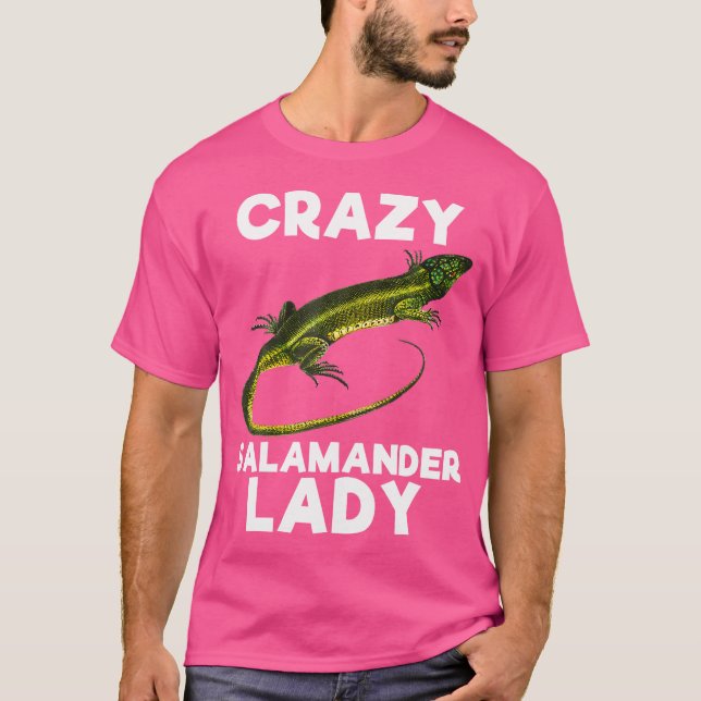 Crazy Salamander Dam Funny Reptile Älskare T Shirt (Framsida)