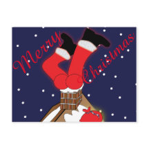 Crazy Santa Stuck i Skorsten vykort