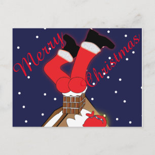 Crazy Santa Stuck i Skorsten vykort