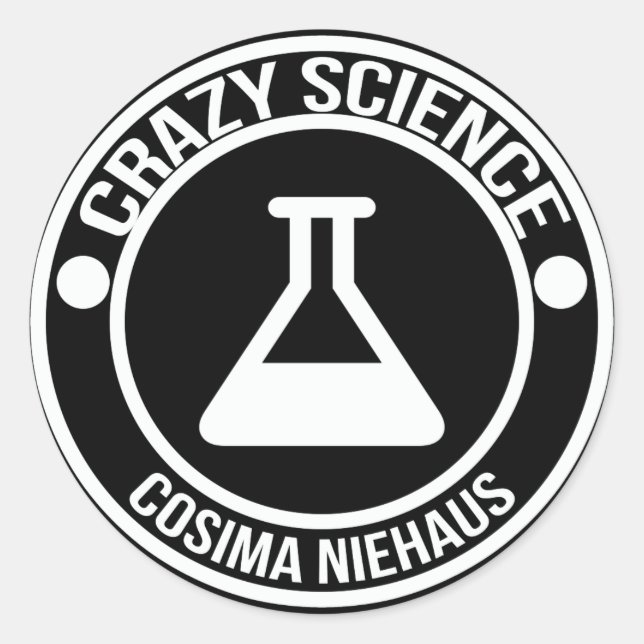 Crazy Science-klistermärken Runt Klistermärke (Framsida)